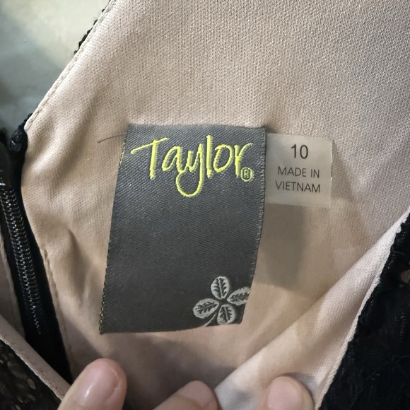 Taylor Women's Dress Black And Nude Lace Overlay Sexy Witch Size 10 - Picture 4 of 11